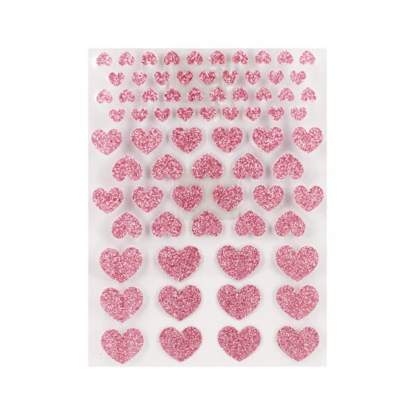 Pegatinas de corazones con purpurina rosa de 0,6 a 1,7 cm 72