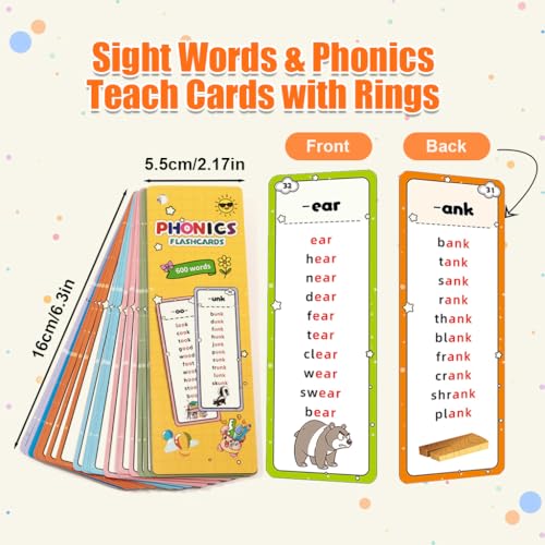 Image of PATPAT Phonics Flash Cards 31 Sheet, 600 English Examples