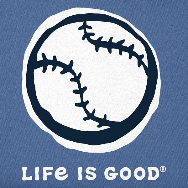Life is Good. Kids Baseball Sketch Short Sleeve Crusher Tee, Vintage Blue2
