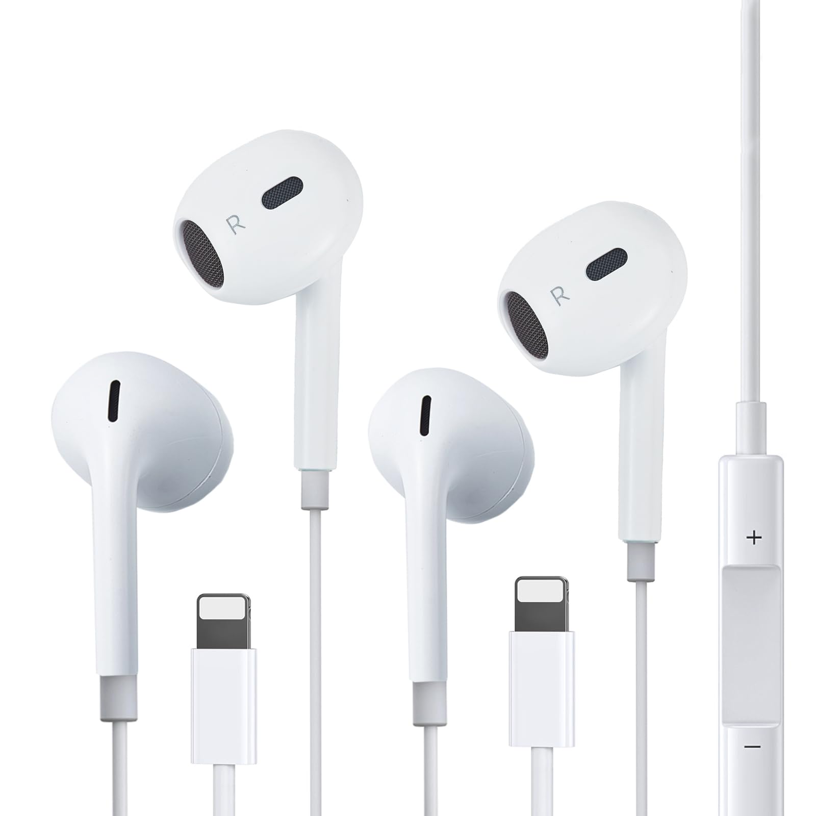 2 Pack Wired Headphones for iPhone,Earbuds Earphones Built-in Microphone & Volume Control,Compatible with iPhone 14/13/12/11/XR/XS/X/8/7/Pro/Pro Max