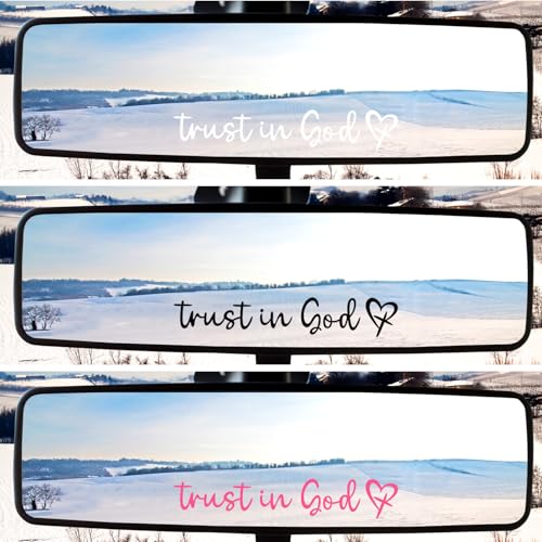 Image of 6psc Car Rearview Mirror Decal, I Love You Drive Safe & Trust in God Vinyl Rear View Mirror Sticker Affirmation Reminder Sticker Car Decoration for Window Water Bottle (White, Black, Pink)