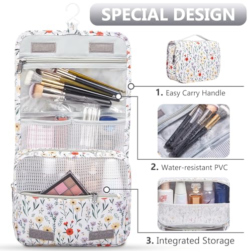 Image of 8 Set Packing Cubes for Travel, Gifts for Women Mom,Anti-Tearing Suitcase Organizer for Luggage with Shoe & Hanging Toiletry Bag,OlarHike Vacation Essentials & Accessories for Cruise Ship,Flower