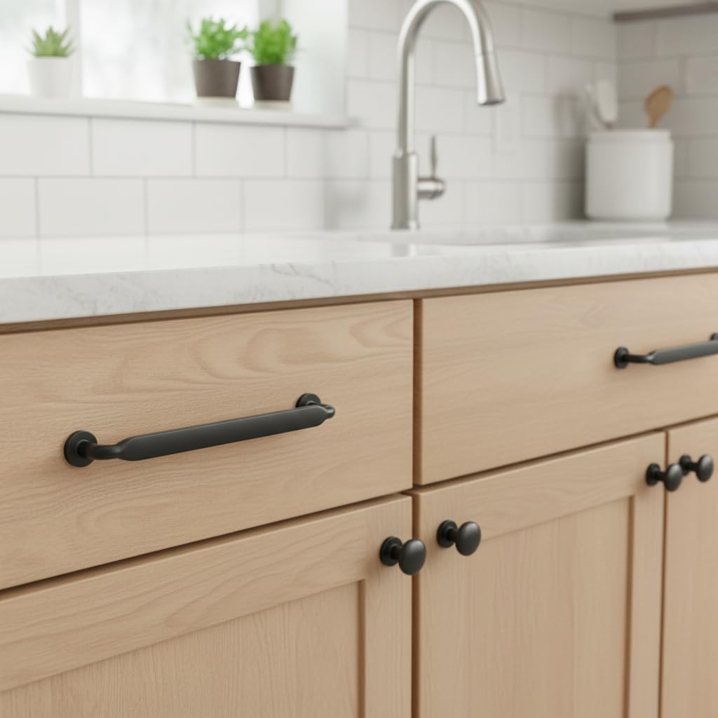 Alzassbg AL3503MB Schrankgriffe, 320 mm, Lochmittenbogen, moderne Schrankgriffe, Küchenschränke, Hardware für Schränke und Schubladen, 6 Stück