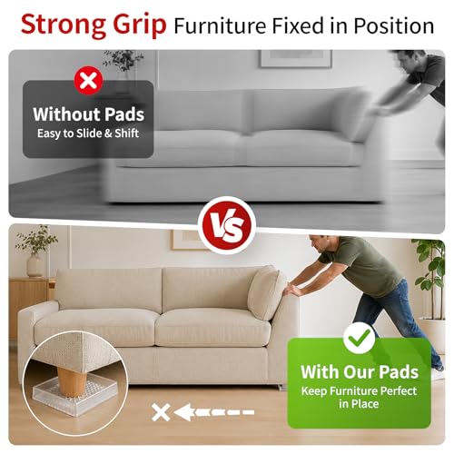 Image of Ezprotekt Non Slip Furniture Pads, 16 Pcs 2 inch Rubber Caster Cups, Anti Skid Furniture Coasters for Hardwood Floors, No Slide Furniture Gripper, Floor Protector for Bed Couch Furniture Stoppers (Clear)