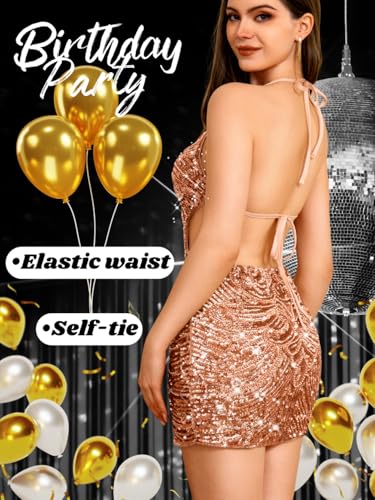 Image of ShawGobow Sequin Dress for Women,Glitter Sparkly Backless Bodycon Mini Dresses,Sexy Concert Outfits Prom Homecoming