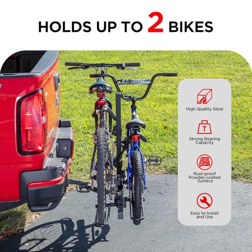 Image of Young 2 Bike Rack Hitch Mount Foldable Platform Style, Bicycle Carrier for Cars SUVs Trucks Vans, 80 lbs. Capacity