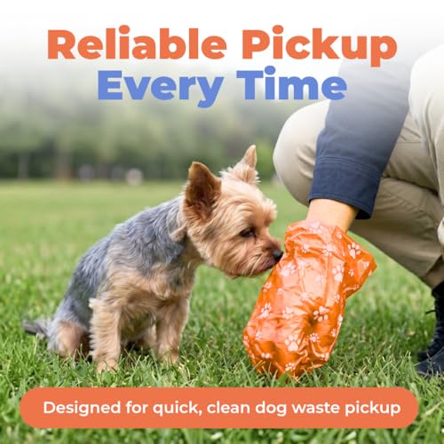 Image of Best Pet Supplies Dog Poop Bags for Waste Refuse Cleanup, Doggy Roll Replacements for Outdoor Puppy Walking and Travel, Leak Proof and Tear Resistant, Thick Plastic - Orange, 240 Bags