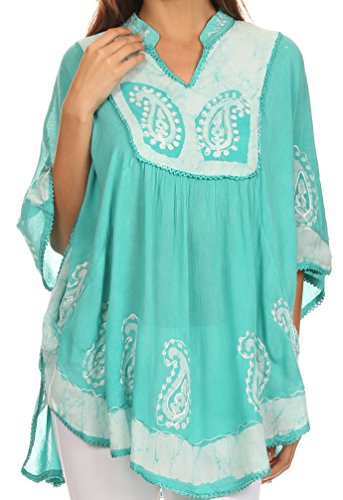 Haut Poncho Sakkas Amori robe de plage tunique été col V brodée pour femme