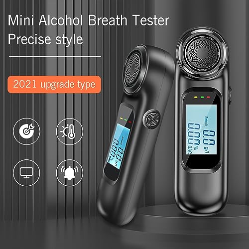 Image of Alcohol Tester Breath Analyzer Professional Alcohol Testing Machine with LCD Digital Display, USB Rechargeable Portable Alcohol Detector Breathalyzer High Precision Audible Alert (Model S-21)