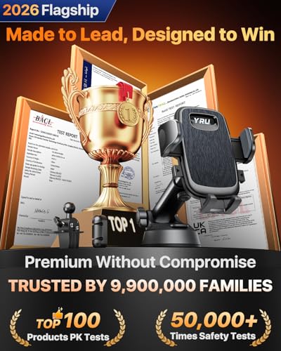 Image of 【2026 BEST & Military-Grade】Car Phone Holder Mount,【360 Rotatable Suction & 100+LBS Safest Strongest & Patent Certs】Dashboard Windshield Vent Truck Stand for iPhone 17 16 Pro Max Samsung, Matt Black