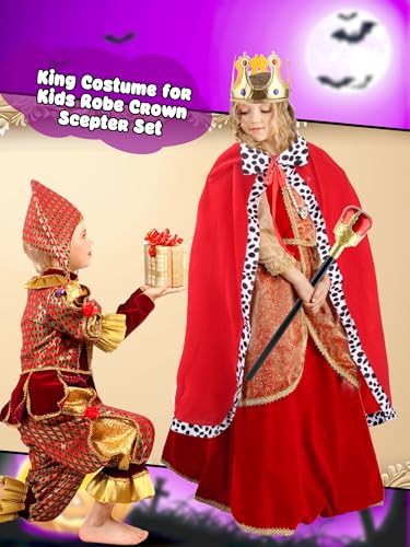 Disfraz completo rey para niños con capa roja y accesorios miniatura 6