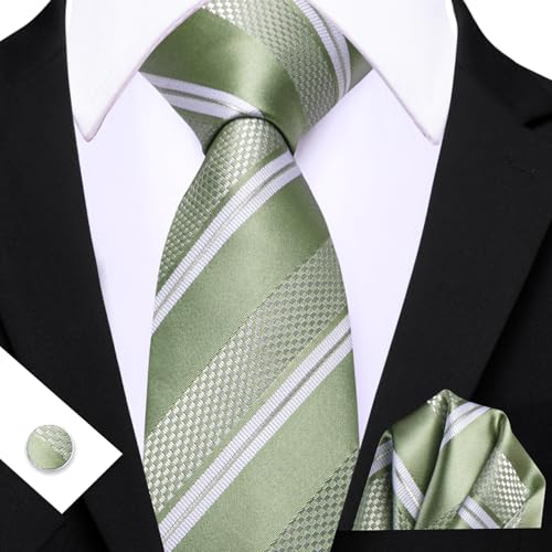 Image of Barry.Wang Mens Tie Set Plaid Check Neckties Formal Business Wedding Luxury Pocket Square Cufflinks