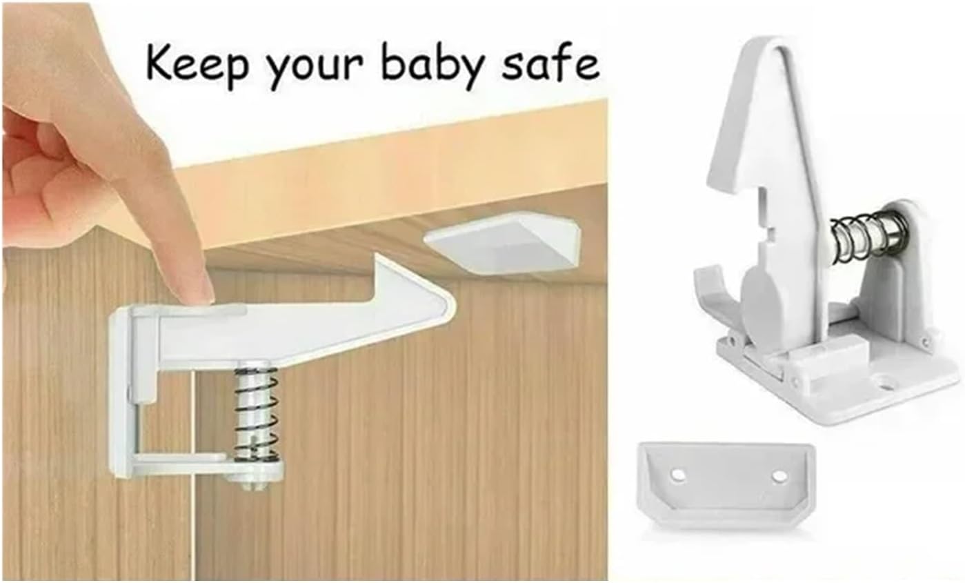 Invisible Drawer Latch Lock Baby Cabinet Locks Baby Security Children Protection Latches Safety Cupboard Door Locker(10 Pcs)