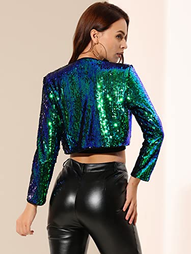 Image of Allegra K Women's Sequin Jacket Party Long Sleeve Open Front Crop Cardigan Bolero Shrug