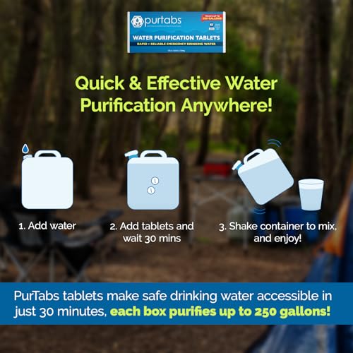 334g water purification tablets - 100 tabs pack for effective disinfection portable water treatment for emergency amp survival quick safe drinking water solution in 30 minutes