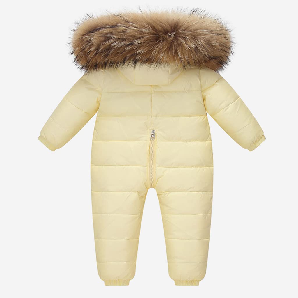 BRONG Traje de Nieve para Niños Mameluco con Capucha Bebé Niñas Invierno Pelele Chaqueta de Plumas Mono Todo en Uno Ropa Exterior con Cremallera