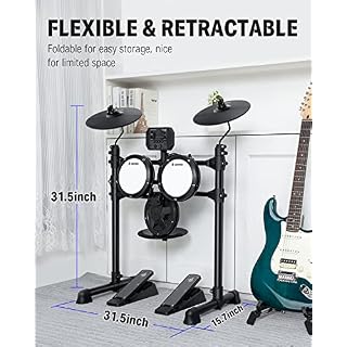 Donner Batteries électroniques drum set pour débutant avec 180 sons, batterie complète en maille silencieuse, légère et… - Les Beatles, Paul McCartney, John Lennon, RIngo Starr, George Harrison Donner Batteries électroniques drum set pour débutant avec 180 sons, batterie complète en maille silencieuse, légère et… – Image 6