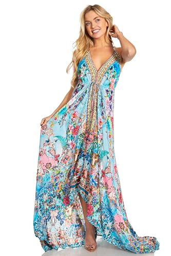 Image of Sakkas Lizi 2025 Womens Maxi High-Low Halter Handkerchief Long Dress Beach Party