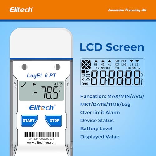 Image of Elitech Dry Ice Temperature Data Logger, USB PDF Single-Use Cold Chain Monitor -121～122℉, 16000 Points 30 Days Shadow Data No Software Needed for Medical Lab Vaccine Cold Storage Transport LogEt6PT