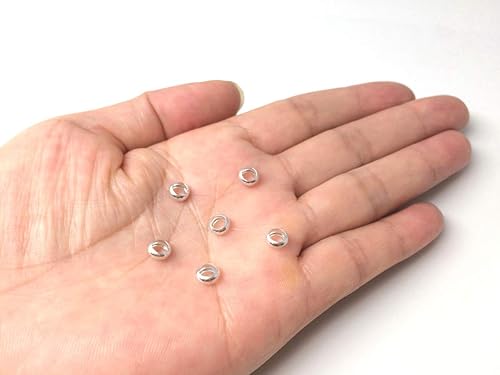 Miniatura 6 de Adabele - 20 cuentas sueltas de plata de ley 925 auténtica de 0.197 in (0.2 pulgadas) para anillos redondos (agujero grande de 0.118 in) para