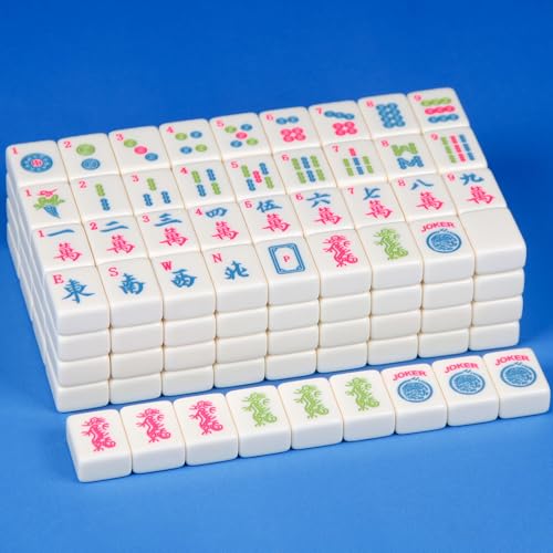 YANMEIYA American Mahjong Set 166 Mahjong Tiles Ivory Color American Mahjong Game Set 1.2-inch Mahjong Set