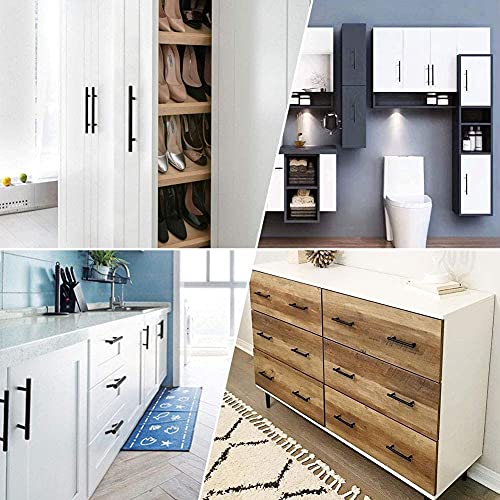 Goldenwarm 10 Pack Black Handles 128mm Hole Center Black Kitchen Cupboard Door Handles Stainless Steel, Hole Centers: 128mm - Image 4