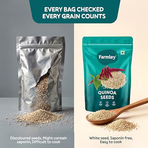 Image of Farmley Natural Quinoa 500 g | Gluten Free | Ready To Cook | High Fibre & Protein Content Quinoa Seeds (Pack of 1)
