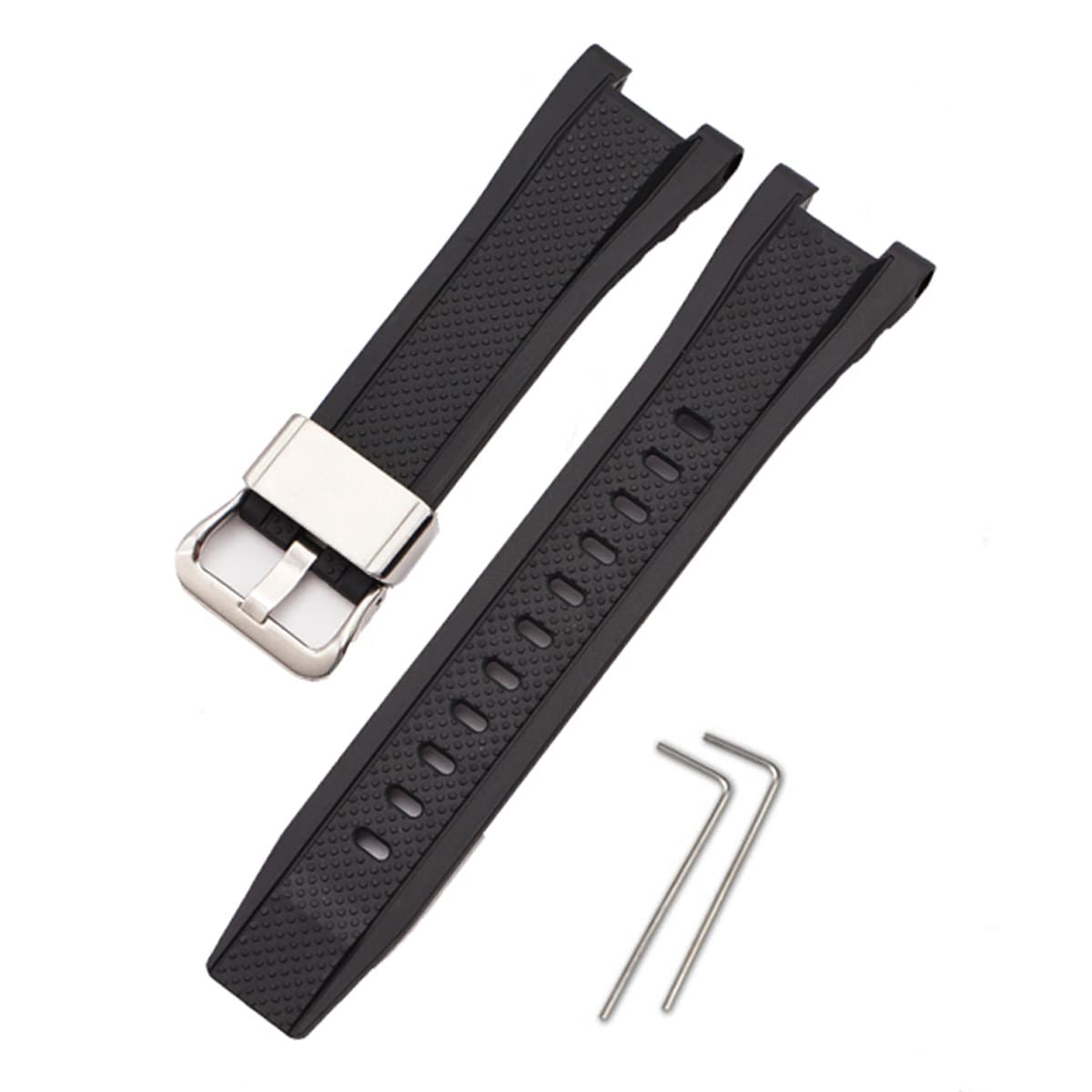 カシオ用 GST-W300 / GST-S300 / GST-W310 / GST-W330 / GST-W100用 バンド 交換バンド ベルト シリコン製 ストラップ 交換用ベルト 柔らかい スポーツ 耐衝撃 防汗 (ブラック)