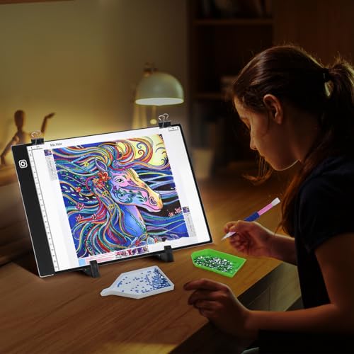 AUAUY Leuchtplatte Light Pad A4 (335 * 235mm) Leuchttisch Einstellbare Helligkeit, Leuchttisch für 5D Diamond Painting Zubehör, Lichtpad a4 für Designen, Zeichnen Skizzieren, Künstler
