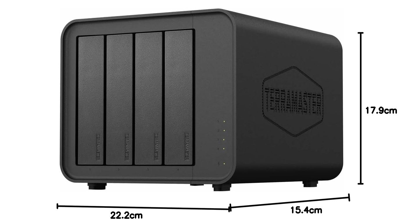 TERRAMASTER F4-425 4-Bay NAS-Speicher mit Intel x86 Quad-Core CPU, 4 GB RAM, 2,5 GbE LAN, Multimedia-Server für Privatanwender zur Netzwerkspeicherung (ohne Festplatte)