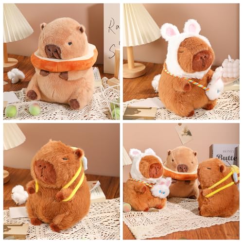 Image of Capybara Plush with Clothes & Accessories,Christmas Stuffed Animals, 10.2 in Cute Capybara Stuffed Animal Plush Toys,Birthday Gifts&Dress Up Cute Plushies for Boys /Girls (Bee)