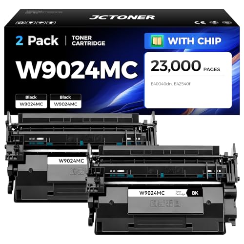 Image of JCTONER W9024MC Black Toner Cartridges 2 Pack Compatible Replacement for HP Laserjet Managed MFP E42540f E40040dn Printers Ink Copier Scanner High-Yield Monochrome Series with Chip (23,000 Pages)