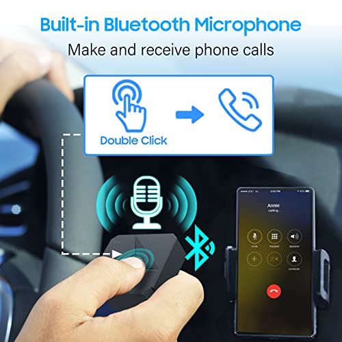 Image of JIMTAB Bluetooth Transmitter Receiver Adapter 5.1 Portable HiFi Wireless Audio AUX Adapter Built-in Microphone NFC for Projector Car TV Speaker Phone Bluetooth Headphone (Space Black)