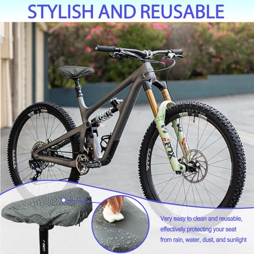 Image of Waterproof Bicycle Seat Covers Dustproof Rainproof UV-Resistant and Windproof Easy to Install and Clean Reusable Suitable for Men's and Women's Mountain Bike and Narrow Seats(2pcs Gray)