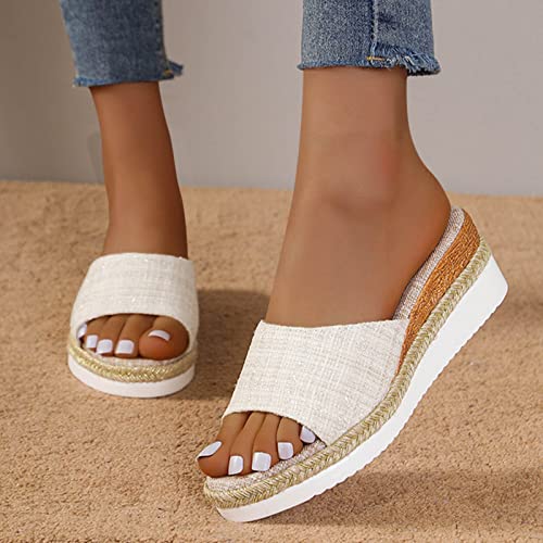 Women's Colorblock Plaid Slipper Platform Wedge Slip on Sandals Summer Spring Slide Elegant Trendy Shoe2