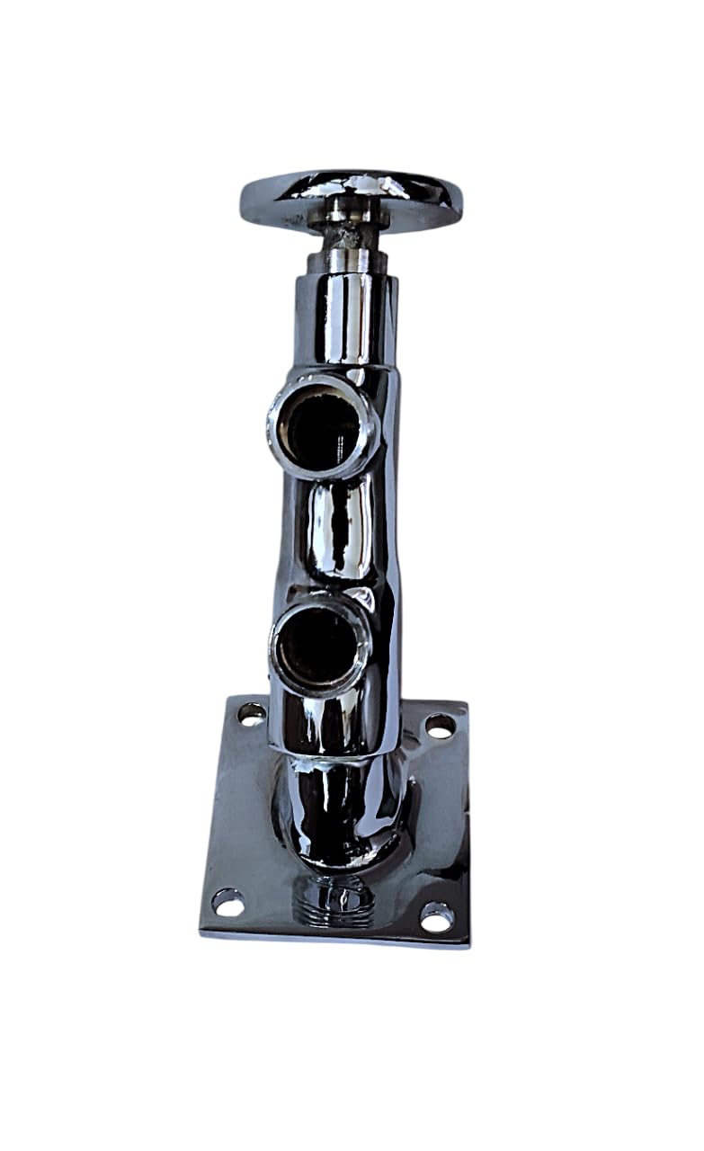 Set of Brass Inclined Rect. Bottom Foot Tap (Foot Valve) + Brass Wall Mount Spout -7 inch & Drill Fittings with 2 Years Warranty (Standard Thread-15mm (1/2") Used) 3