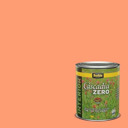 Miniatura 10 de Rodda Paint CASCADIA ZERO - Pintura satinada e imprimación para interiores en uno, cuarto de galón, naranja, estás feliz