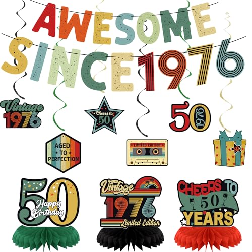 Image of Crenics Vintage 1976 50th Birthday Decorations for Men or Women