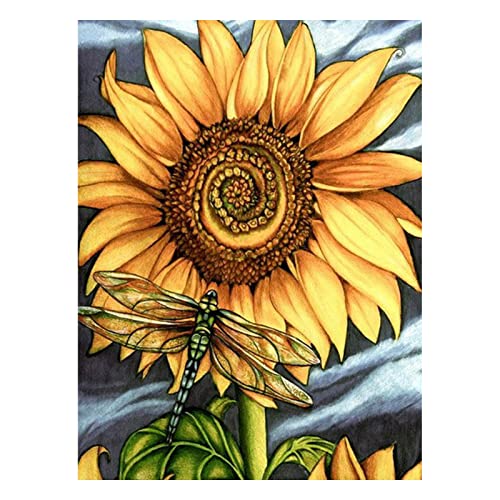 MXJSUA Diamond Painting Kit, Diamond Painting Kits for Adults Kids, Full Round Drill Diamond Painting by Number Kit for Gift Decoration, Beginner Sunflower Diamond Art 12x16 Inch/30x40cm