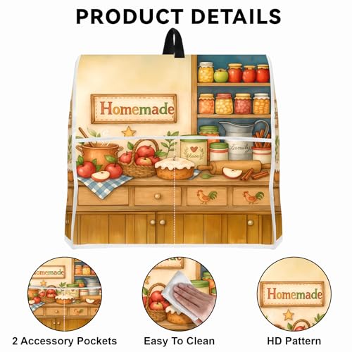 Image of Kitchen Dust Cover Compatible with 4.5 5 6 8 quart Stand Mixer, Kitchen Appliance Protective Covers with Top Handle and Pocket (Cartoon shelf, For All 6-8 qt Mixer)