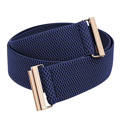 Samtree Stretch Elastic Belt For Women, Adjustable No Show Flat Buckle Lightweight Cinch Waistband For Dresses, Navy Blue #TOP20