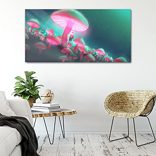 Tableau acrylique 100x50cm Mushrooms Forest pour moderniser un mur blanc sans relief