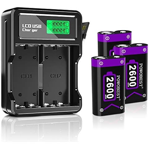 POWOBEST Controller Battery Pack for Xbox Series X/S Xbox One/Xbox One S/Xbox One X/Xbox Wireless Controller/Xbox Core Controller/High-Speed LCD Battery Charger with 3 x 2600mAh Rechargeable Battery Cover
