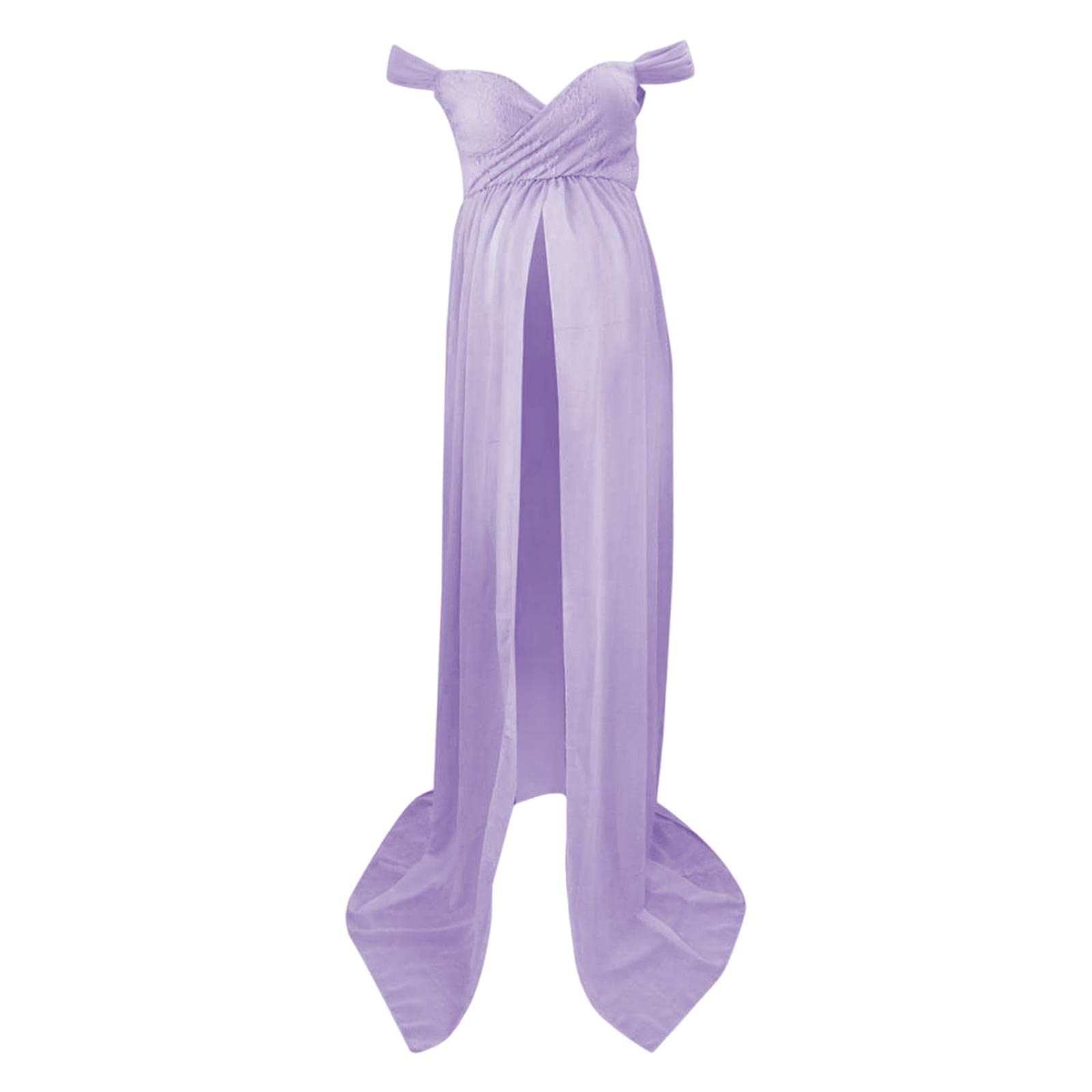 Women Maternity Dress Maxi Dress for Photography Props Photoshoot Wedding XL Purple-image-36