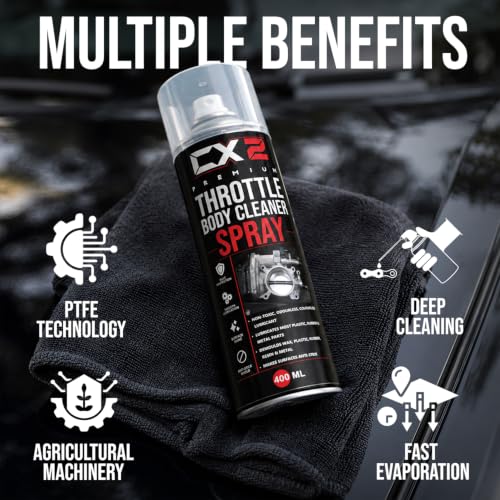 Image of CX2 Throttle Body Cleaner Spray 400ml | Carburetor & Air Intake Cleaner | Removes Carbon, Gum, Varnish & Oil Deposits | Restores Engine Response | Fast Dry Formula for Cars & Bikes
