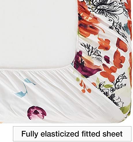 Vaulia Lightweight Microfiber Sheets, Flower Printed Pattern, Red/Orange Queen Size, 3-Piece Set (1 Fitted Sheet, 2 Pillowcases)