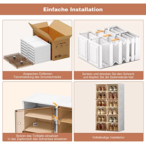 Zapatero portátil apilable con puertas para almacenamiento en salón 8