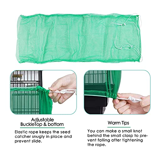 Geluode Vogelkooi Cover, Vogelkooi Zaadvanger, Universele Vogelkooi Rok, 2 Pack Verstelbaar Nylon Mesh Net voor Papegaai… - Afbeelding 6