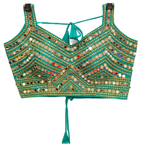 Anantdiva Women's Silk Blouse for Sarees - Indian Saree Blouse for Women Readymade Crop Top Choli Sari Blouse (Rama)