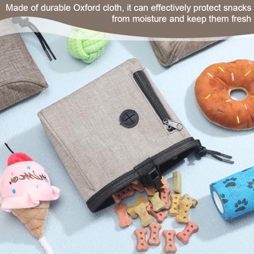 OUDQFCJ Multifunktionale Futtertasche mit Kotbeutelspender und Verstellbarem Gürtel, Hundetraining Futterbeutel, Hundesnackbeutel, Welpen Leckerlitasche, Leckerlibeutel für Hunde (Braun)